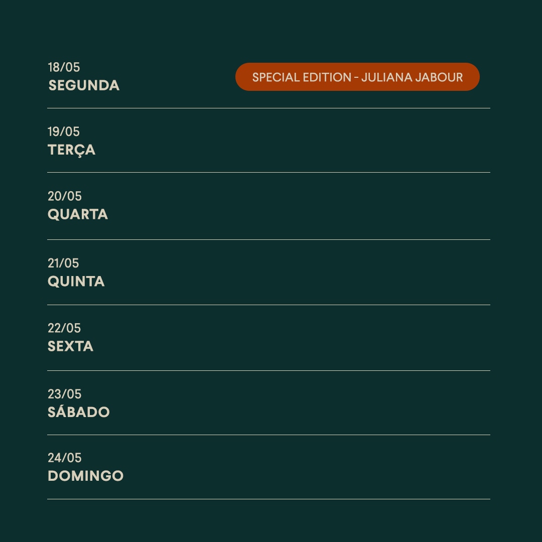Calendário maio - 18 de maio à 24 de maio