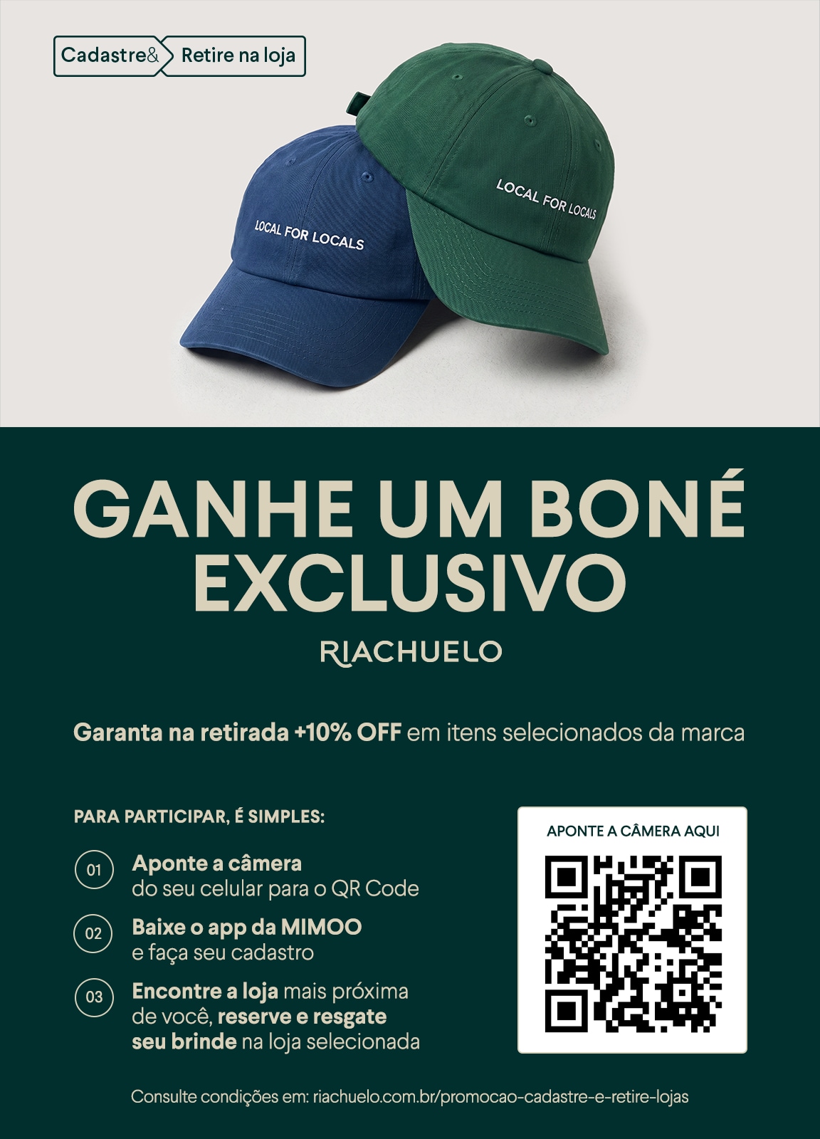 Garanta seu boné exclusivo Riachuelo + Piet - versão Mobile