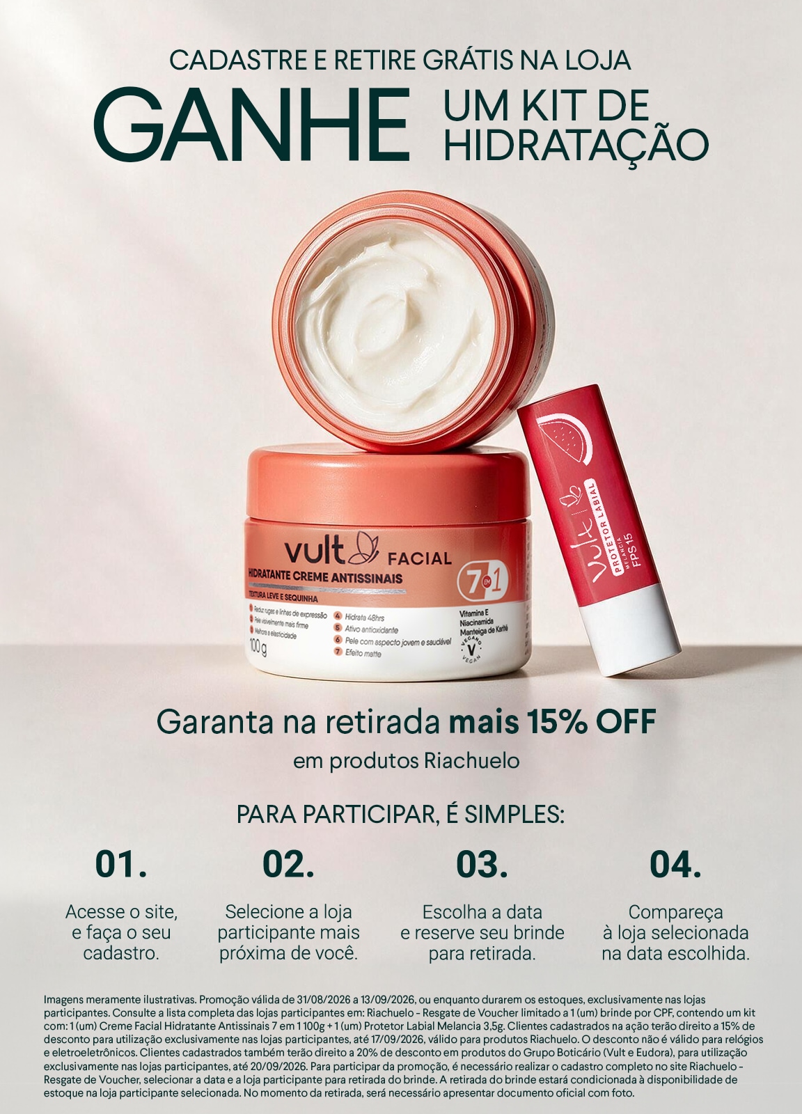 Ganhe um kit de hidratação Vult - versão Mobile