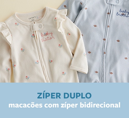 macacões com zíper bidirecional