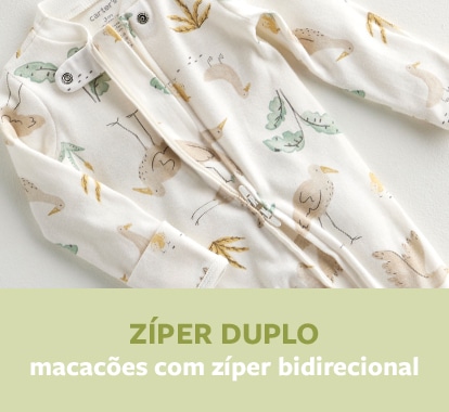 macacões com zíper bidirecional